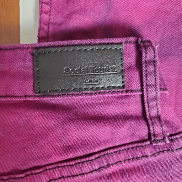 Social Tourist Jeans Womens 26 High Rise Flare Leg Pink Purple Tie Dye - Picture 9 of 12